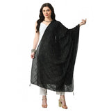 Women's Chanderi Self design Dupatta (Black, Length: Free Size) - GillKart