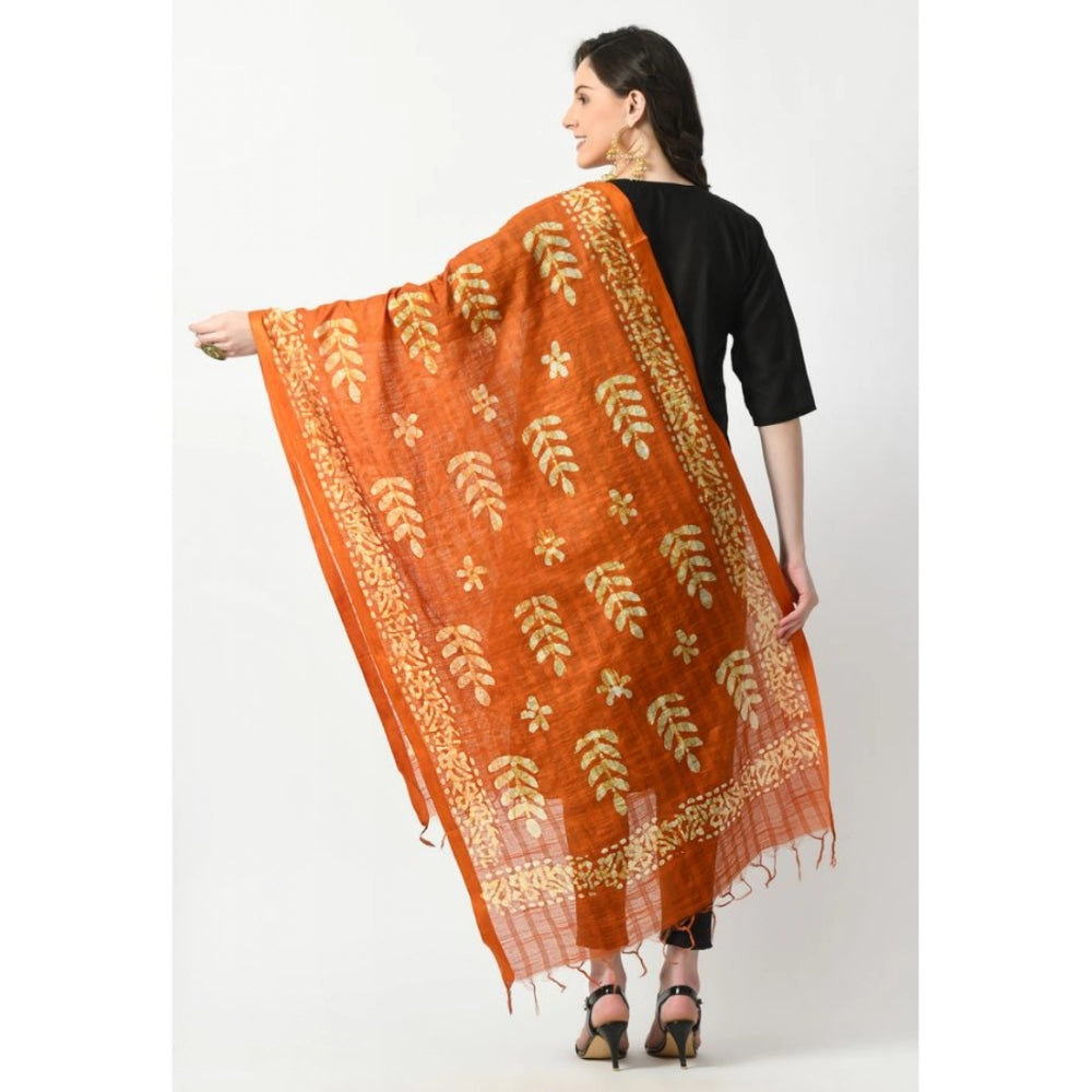 Women's Cotton Printed Dupatta (Mustard, Length: Free Size) - GillKart