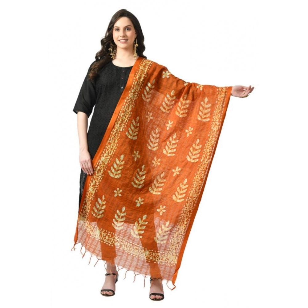 Women's Cotton Printed Dupatta (Mustard, Length: Free Size) - GillKart