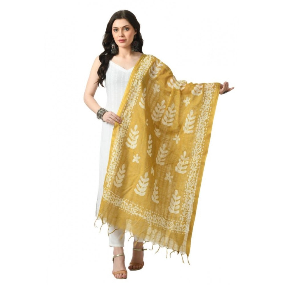 Women's Cotton Printed Dupatta (Gold, Length: Free Size) - GillKart