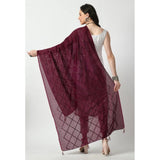 Women's Chanderi Self design Dupatta (Wine, Length: Free Size) - GillKart