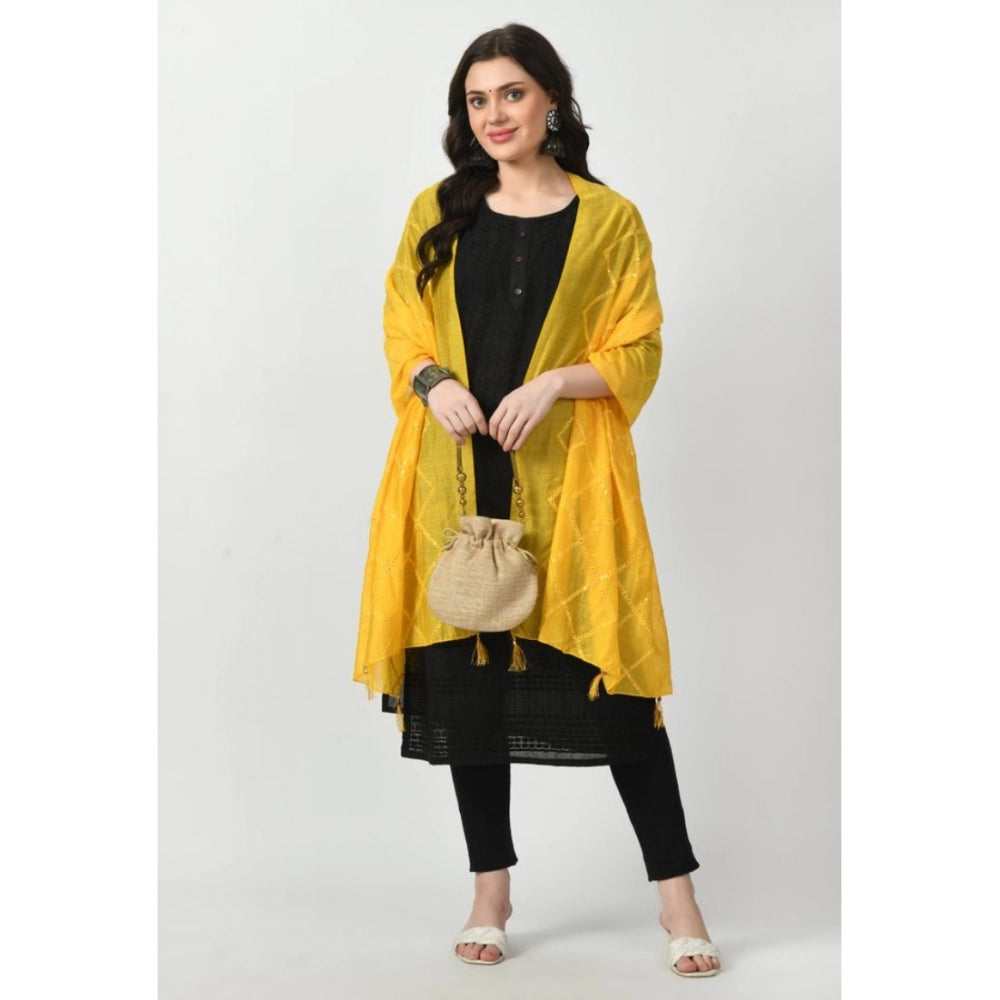 Women's Chanderi Self design Dupatta (Yellow, Length: Free Size) - GillKart