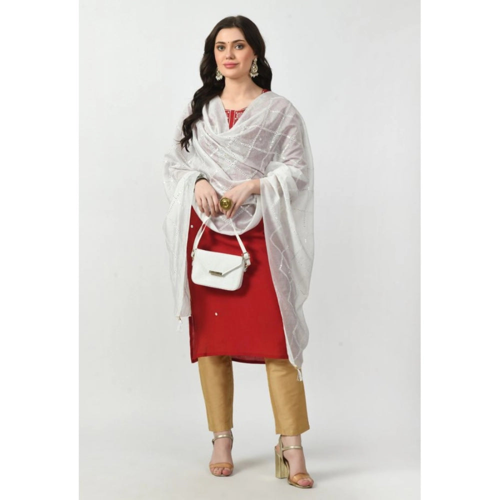 Women's Chanderi Self design Dupatta (White, Length: Free Size) - GillKart