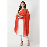 Women's Chanderi Self design Dupatta (Orange, Length: Free Size) - GillKart