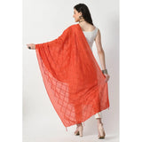 Women's Chanderi Self design Dupatta (Orange, Length: Free Size) - GillKart