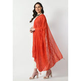 Women's Chanderi Self design Dupatta (Orange, Length: Free Size) - GillKart