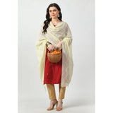 Women's Chanderi Self design Dupatta (Off White, Length: Free Size) - GillKart