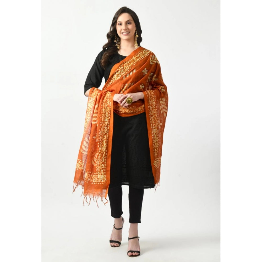 Women's Cotton Printed Dupatta (Mustard, Length: Free Size) - GillKart