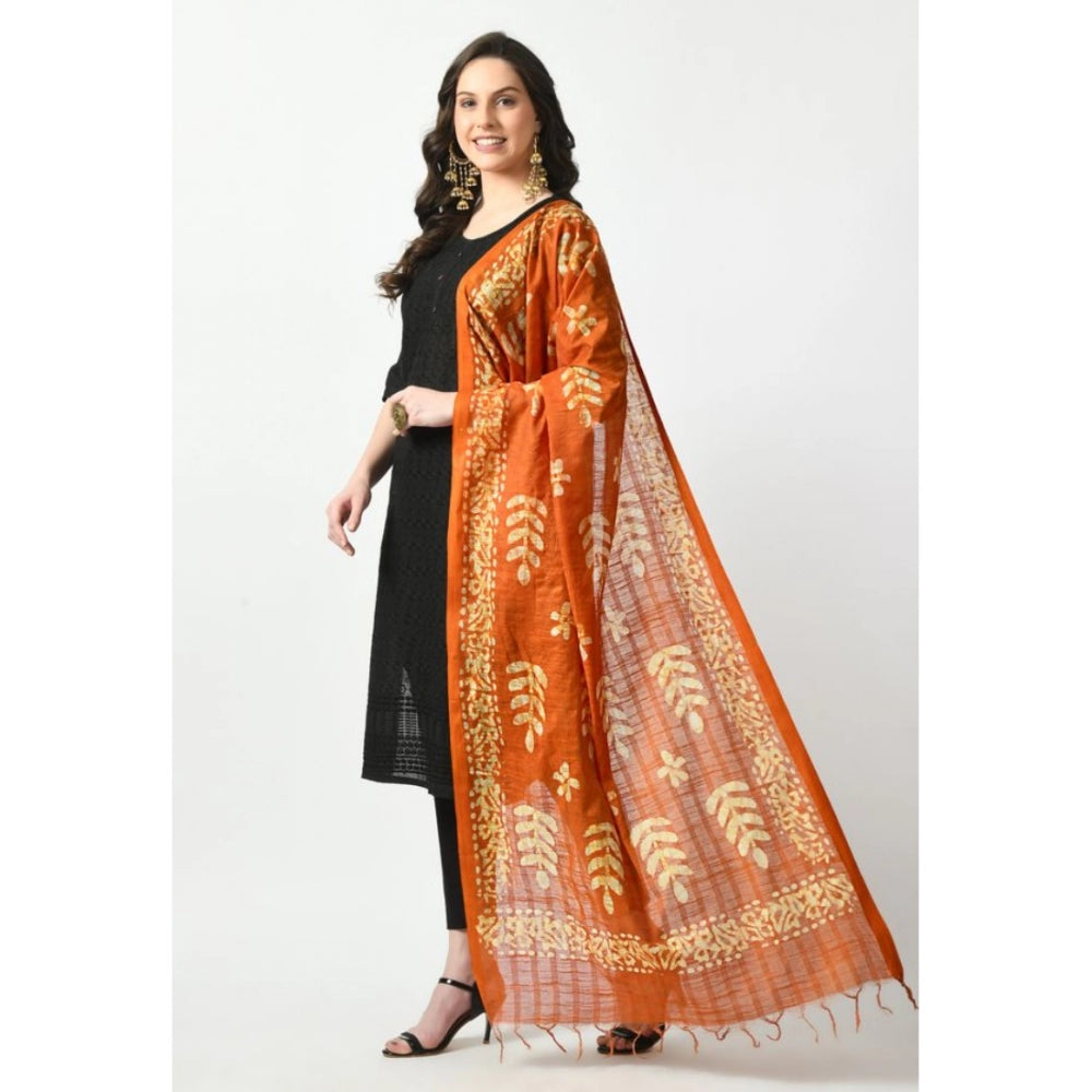 Women's Cotton Printed Dupatta (Mustard, Length: Free Size) - GillKart