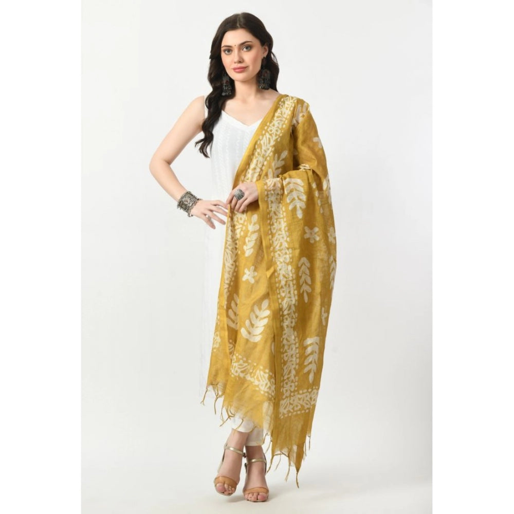 Women's Cotton Printed Dupatta (Gold, Length: Free Size) - GillKart