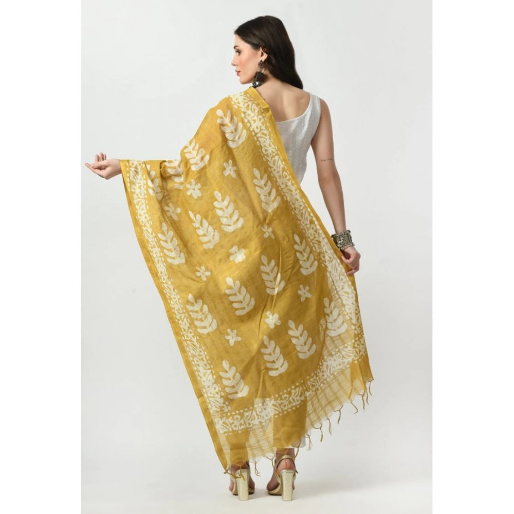 Women's Cotton Printed Dupatta (Gold, Length: Free Size) - GillKart