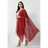 Women's Chanderi Self design Dupatta (Maroon, Length: Free Size) - GillKart