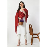 Women's Chanderi Self design Dupatta (Maroon, Length: Free Size) - GillKart