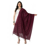 Women's Chanderi Self design Dupatta (Wine, Length: Free Size) - GillKart