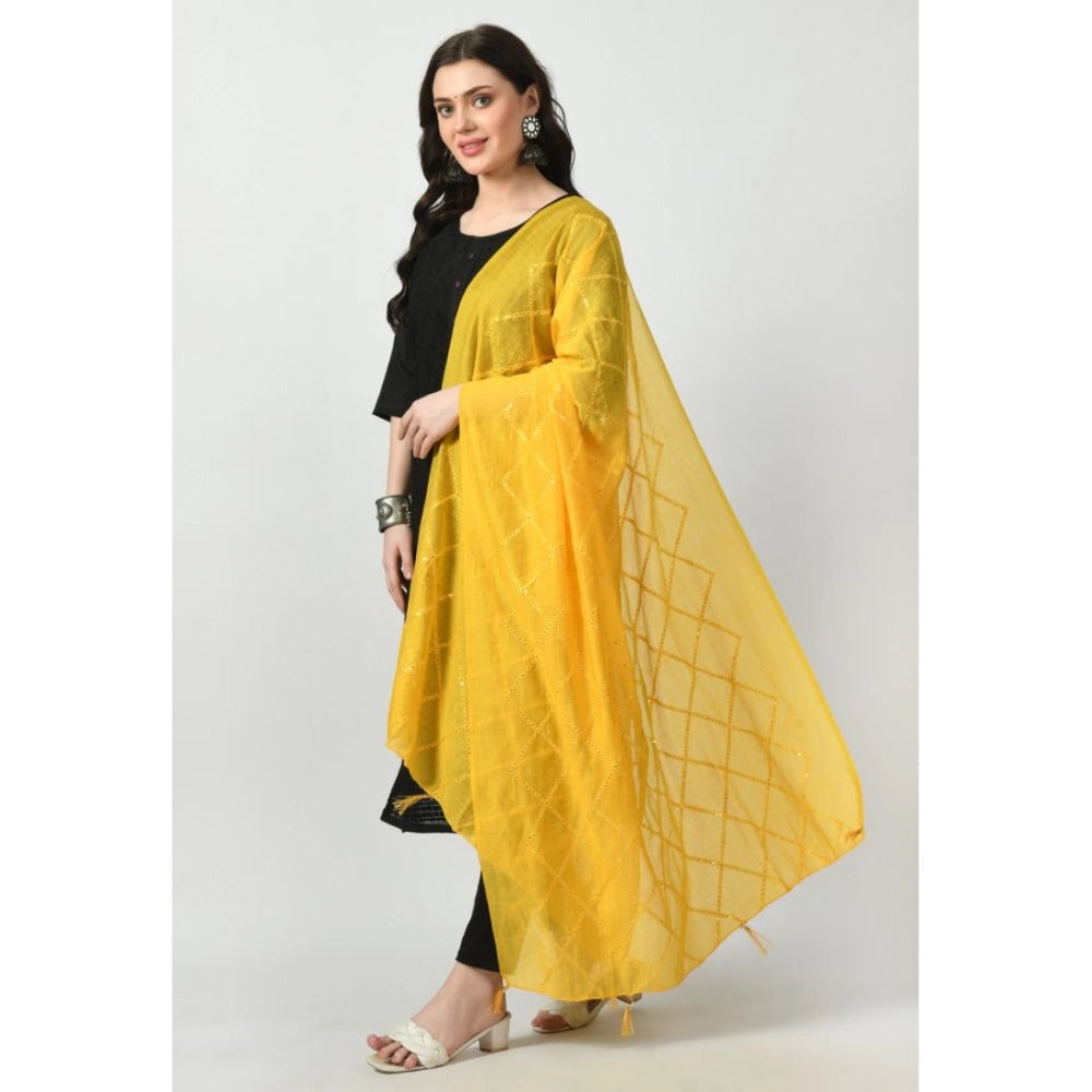 Women's Chanderi Self design Dupatta (Yellow, Length: Free Size) - GillKart