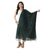 Women's Chanderi Self design Dupatta (Green, Length: Free Size) - GillKart