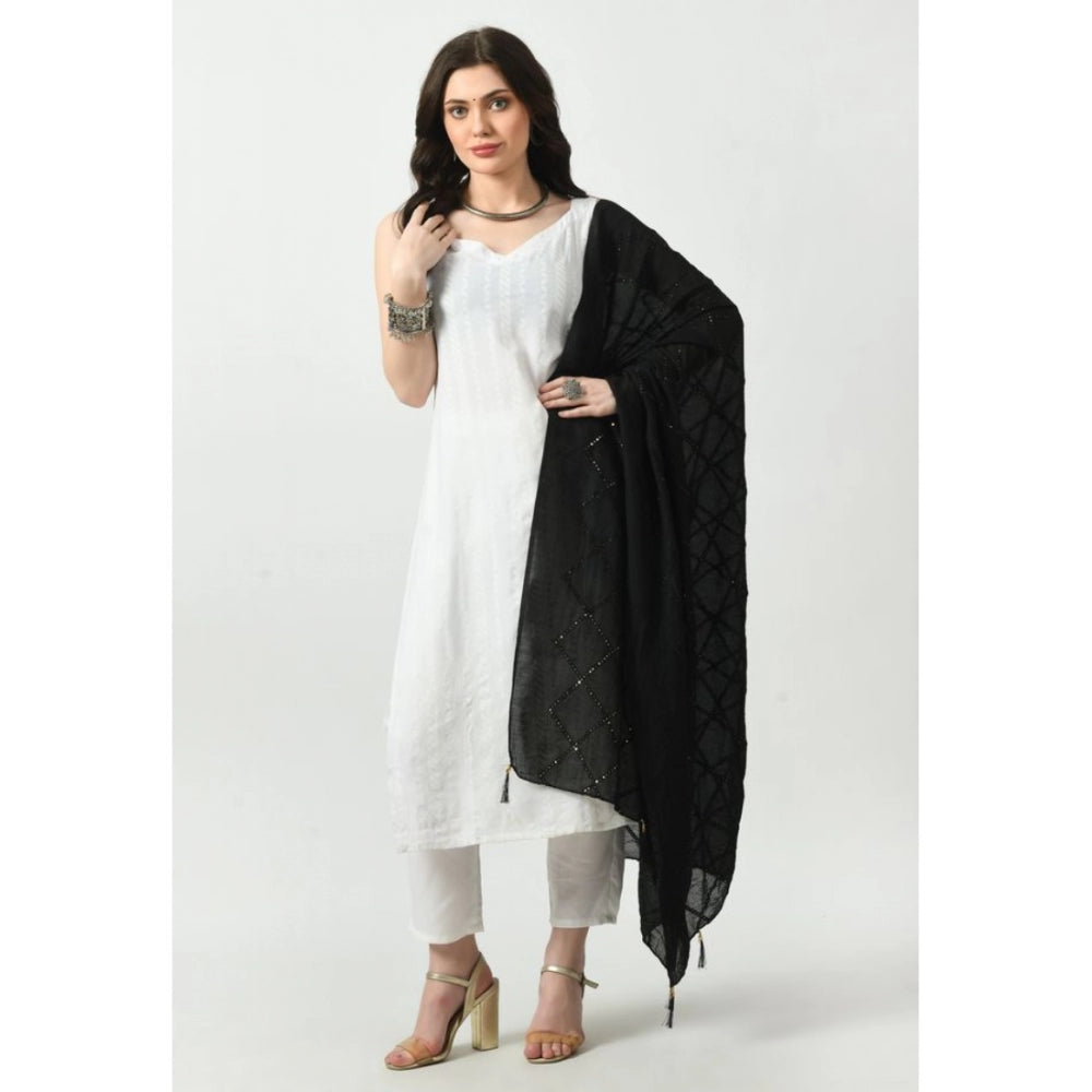 Women's Chanderi Self design Dupatta (Black, Length: Free Size) - GillKart