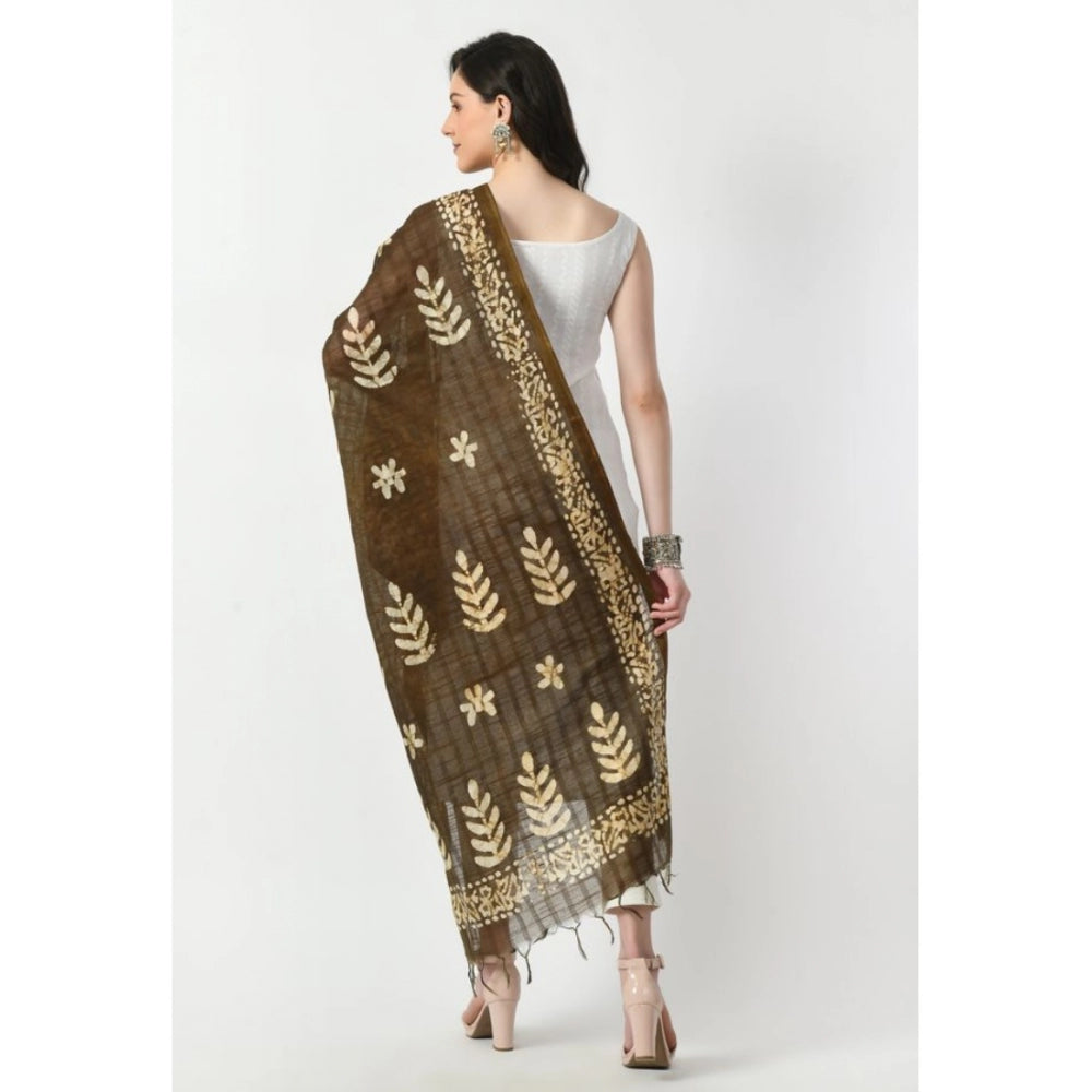 Women's Cotton Printed Dupatta (Mehandi, Length: Free Size) - GillKart