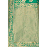 Women's Banarasi Silk Designer Weaving Saree With Unstitched Blouse (Green, 5.50 Mtrs) - GillKart