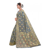 Women's Banarasi Silk Designer Weaving Saree With Unstitched Blouse (Grey, 5.50 Mtrs) - GillKart