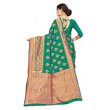 Women's Banarasi Silk Designer Weaving Saree With Unstitched Blouse (Green, 5.50 Mtrs) - GillKart