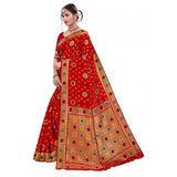 Women's Banarasi Silk Designer Weaving Saree With Unstitched Blouse (Red, 5.50 Mtrs) - GillKart