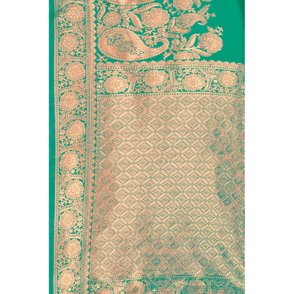 Women's Banarasi Silk Designer Weaving Saree With Unstitched Blouse (Green, 5.50 Mtrs) - GillKart