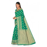 Women's Banarasi Silk Designer Weaving Saree With Unstitched Blouse (Green, 5.50 Mtrs) - GillKart