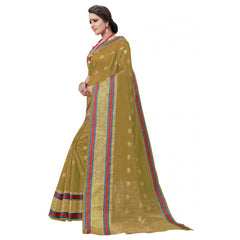 Women's Cotton Silk Designer Weaving Saree With Unstitched Blouse (Beige, 5.50 Mtrs) - GillKart