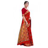 Women's Banarasi Silk Designer Weaving Saree With Unstitched Blouse (Red, 5.50 Mtrs) - GillKart