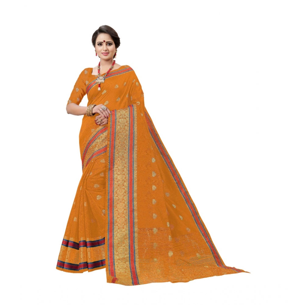 Women's Cotton Silk Designer Weaving Saree With Unstitched Blouse (Mustered, 5.50 Mtrs) - GillKart