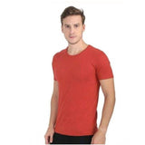 Men's Casual Short Sleeves Cotton Round Neck T-shirt (Red) - GillKart