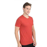 Men's Casual Short Sleeves Cotton Round Neck T-shirt (Red) - GillKart