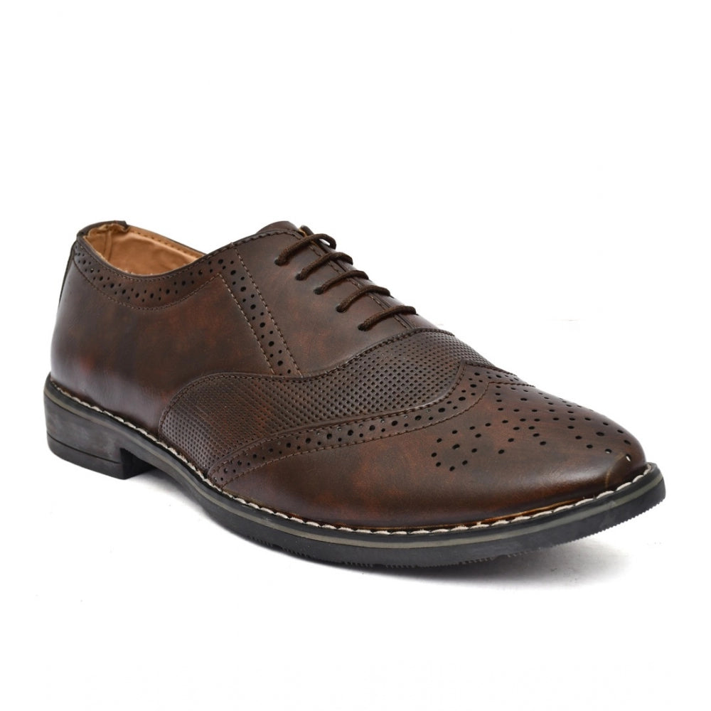 Men's Synthetic Leather Formal Shoes (Brown) - GillKart