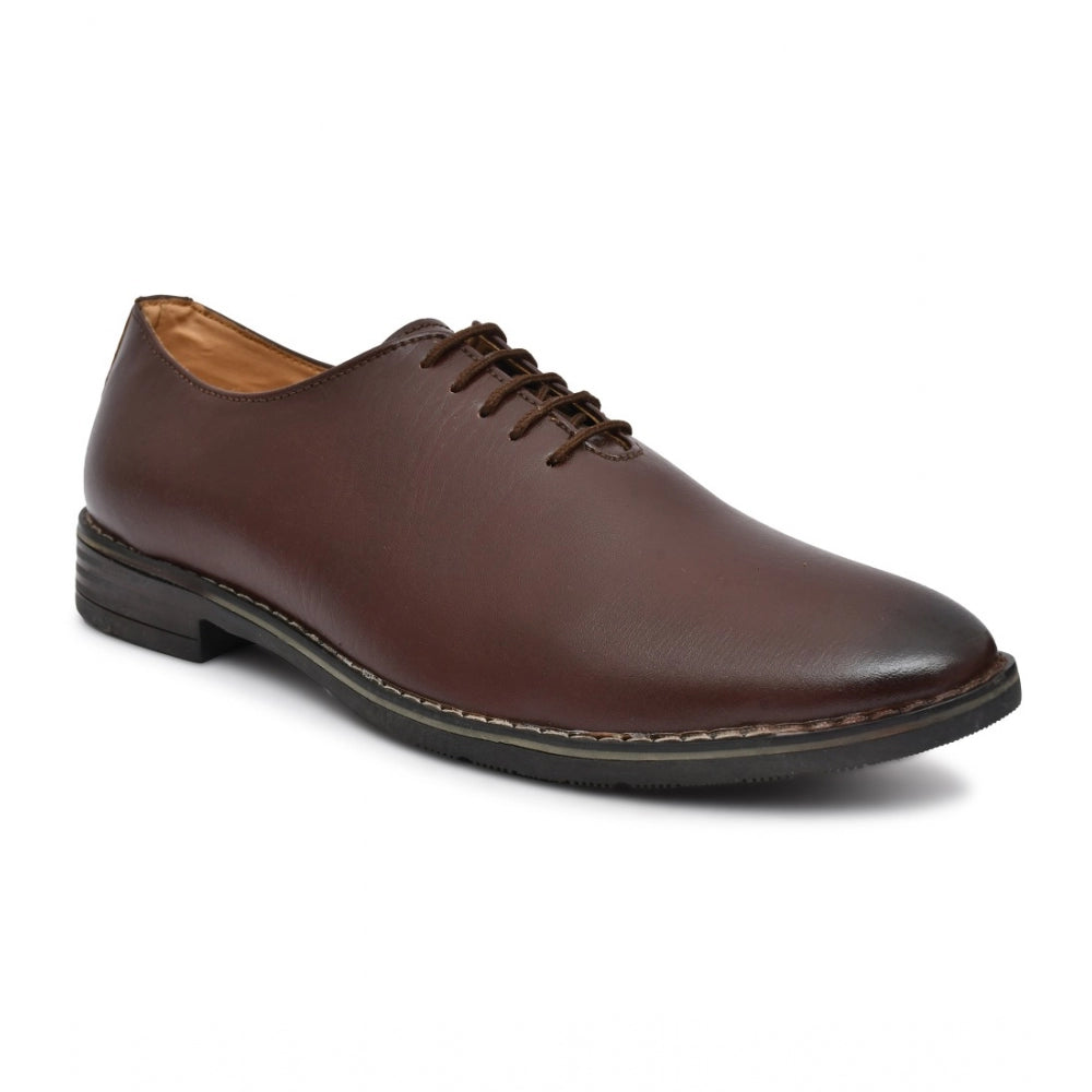 Men's Synthetic Leather Formal Shoes (Coffee Brown) - GillKart