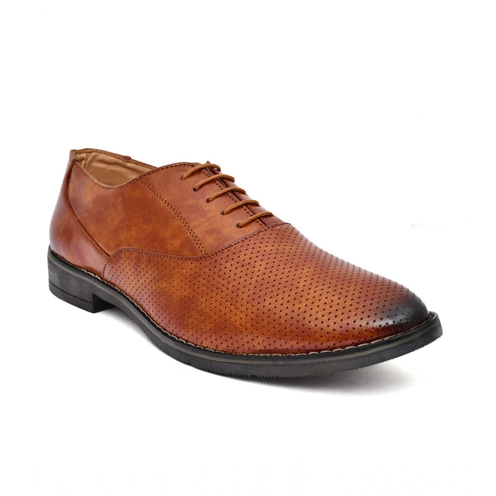 Men's Synthetic Leather Formal Shoes (Tan) - GillKart