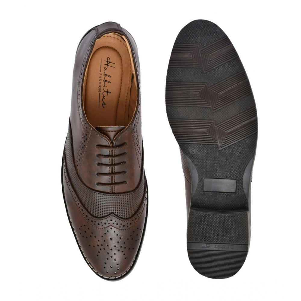 Men's Synthetic Leather Formal Shoes (Brown) - GillKart