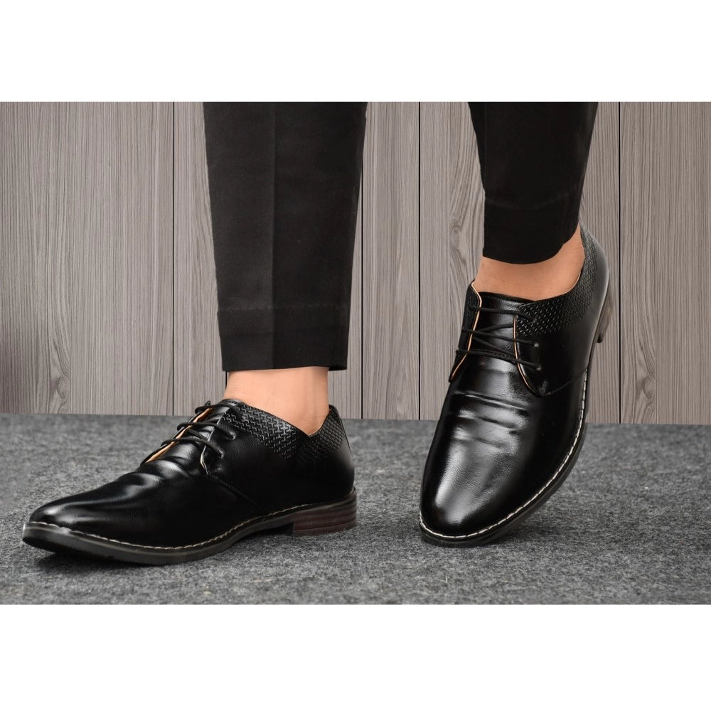 Men's Synthetic Leather Formal Shoes (Black) - GillKart