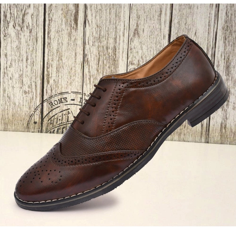 Men's Synthetic Leather Formal Shoes (Brown) - GillKart