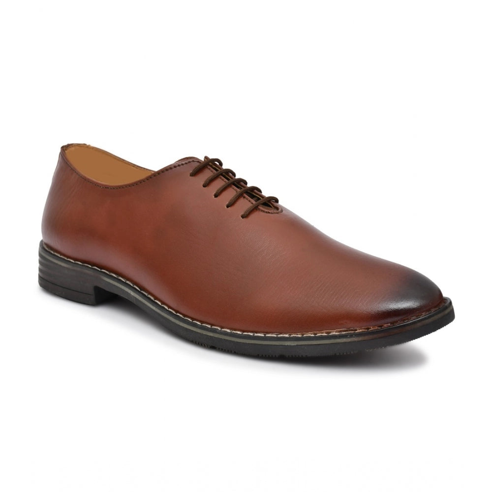 Men's Synthetic Leather Formal Shoes (Tan) - GillKart