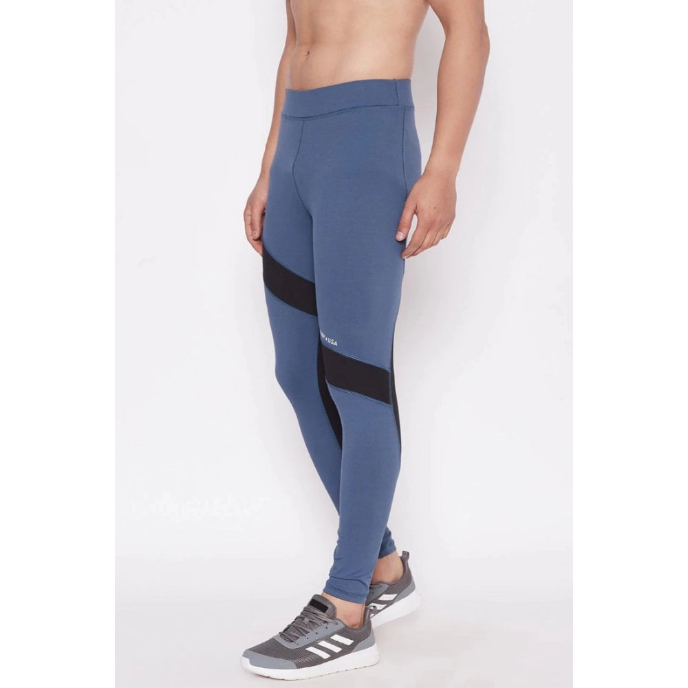 Men's Printed Polyester Tights (Blue) - GillKart