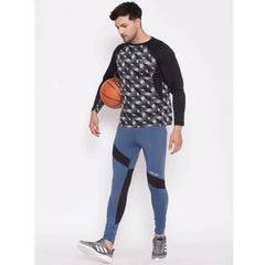 Men's Printed Polyester Tights (Blue) - GillKart