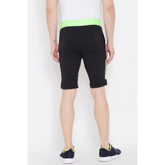 Men's Solid Polyester Knee Length Shorts (Black) - GillKart