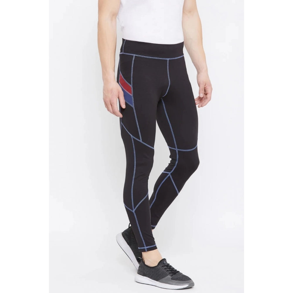 Men's Solid Polyester Tights (Black) - GillKart