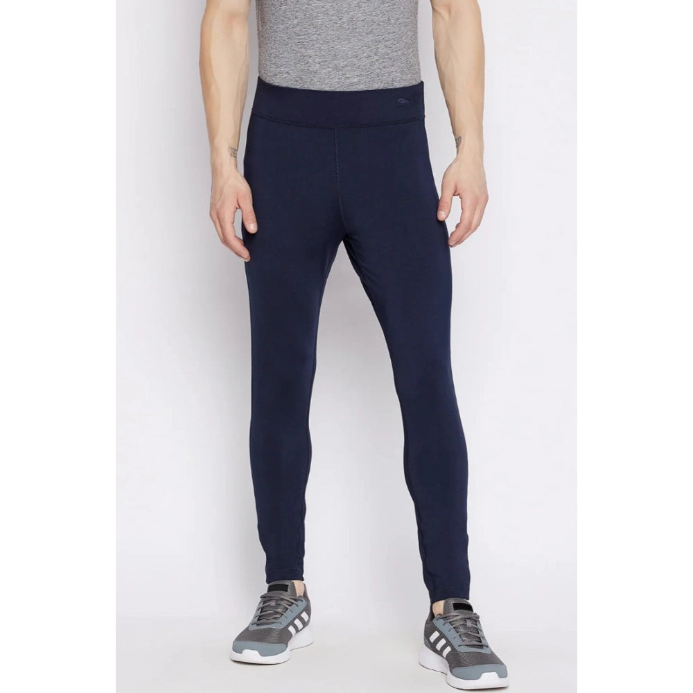 Men's Solid Polyester Tights (Blue) - GillKart