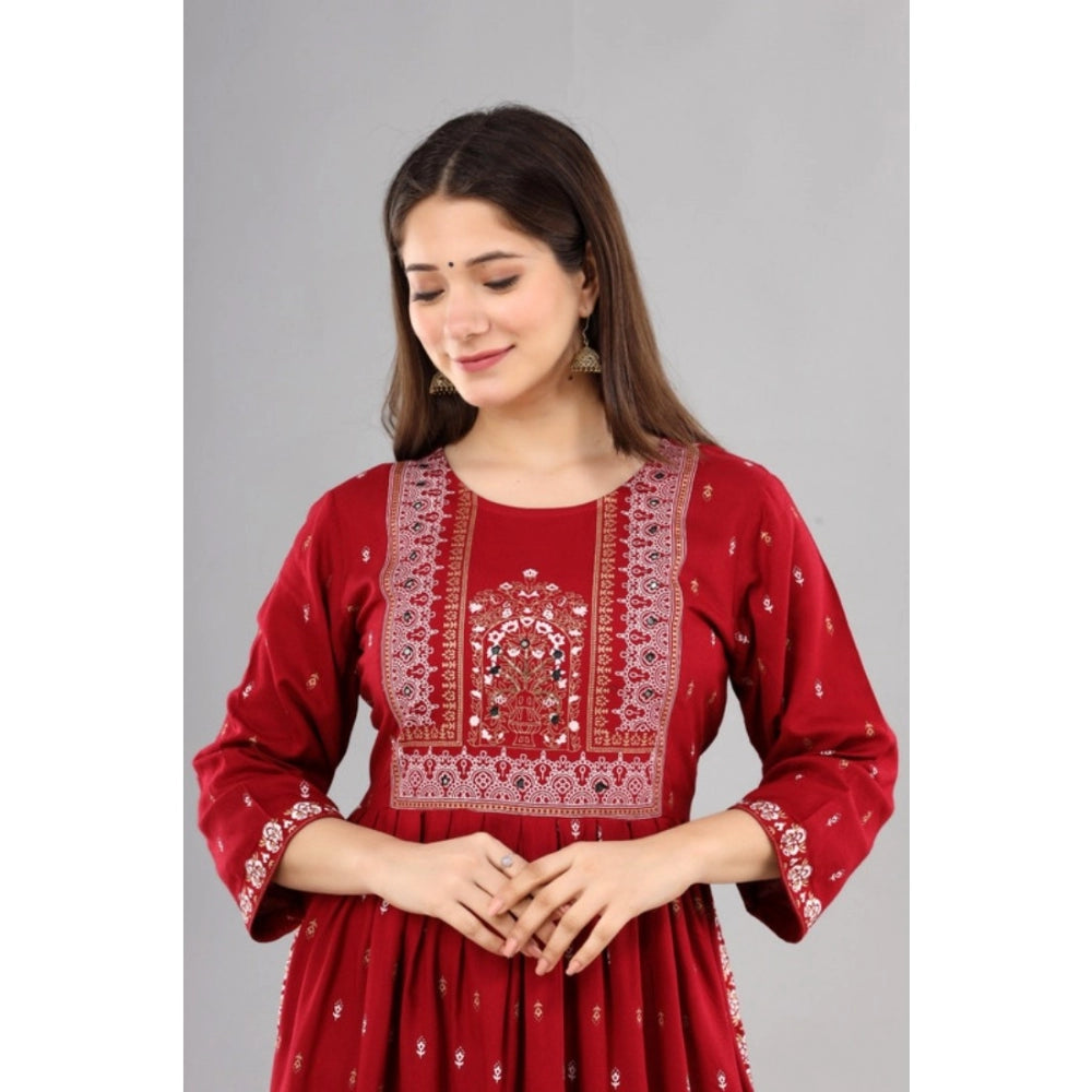 Women's Casual Viscose Rayon 3-4th Sleeve Nayra Cut Kurti (Red) - GillKart