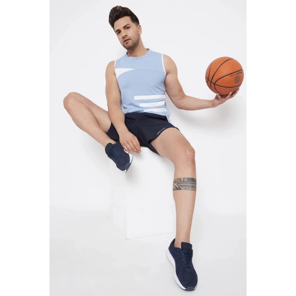Men's Solid Polyester Above Knee Shorts (Black) - GillKart