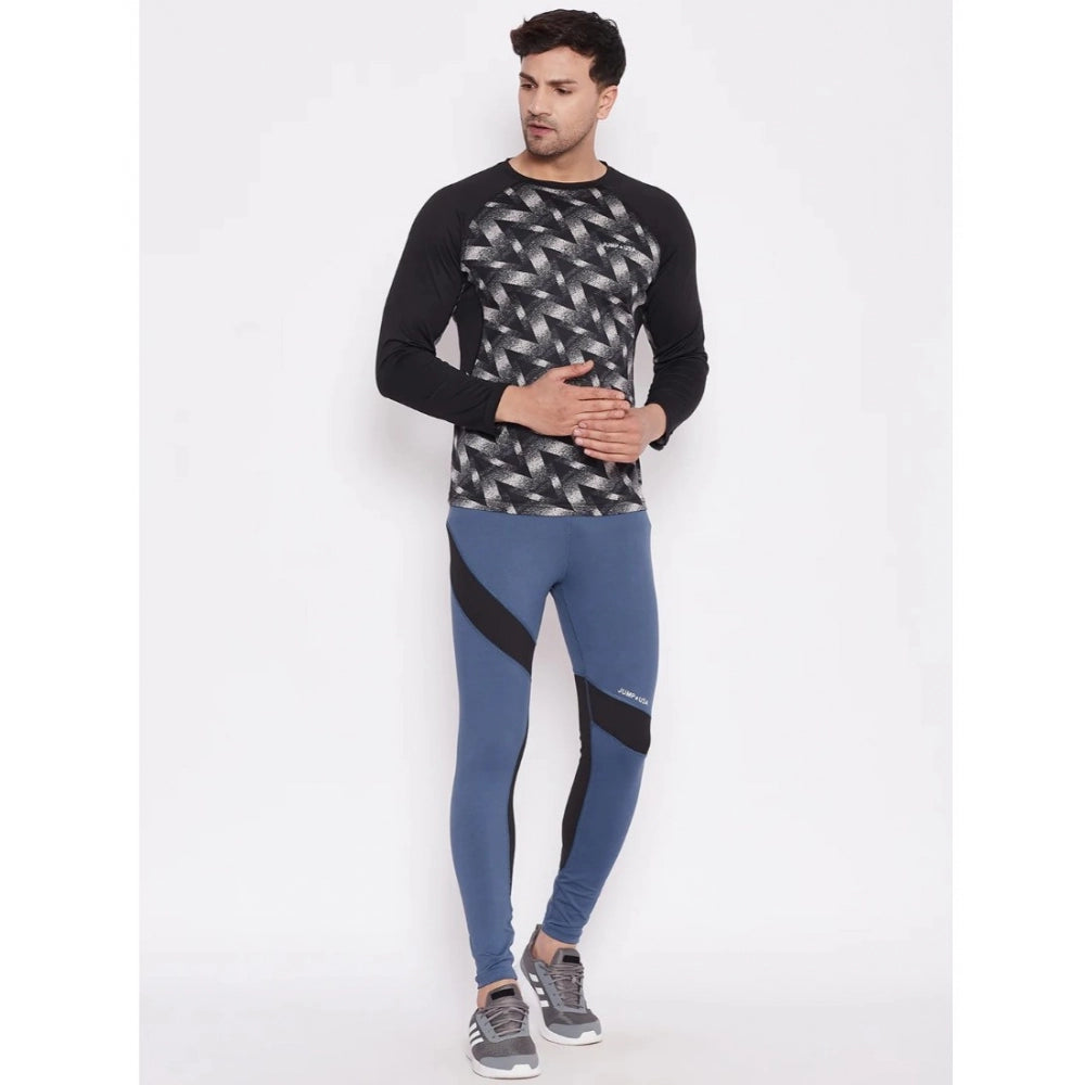 Men's Striped Polyester Tights (Blue) - GillKart