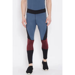 Men's Colour Blocked Polyester Tights (Blue) - GillKart