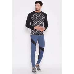 Men's Printed Polyester Tights (Blue) - GillKart